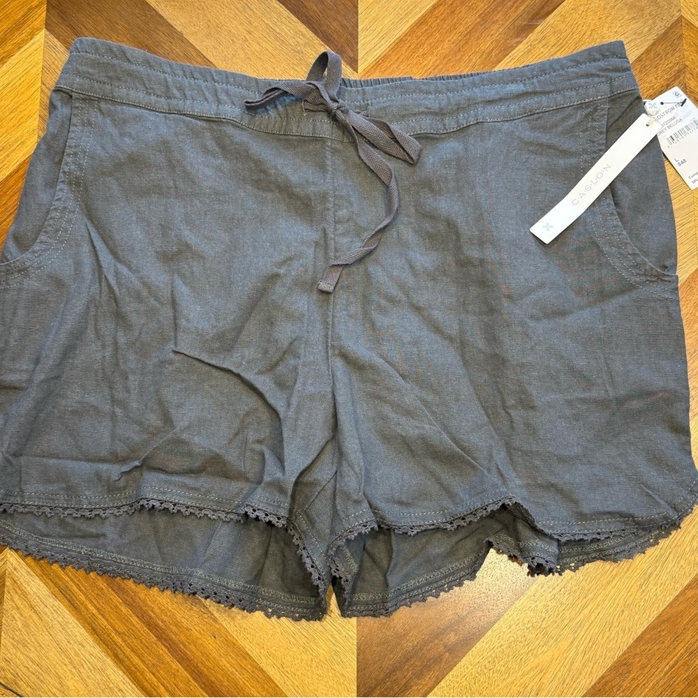 Caslon Charcoal High Waist Women's Shorts NWT Linen blend Nordstrom Rack